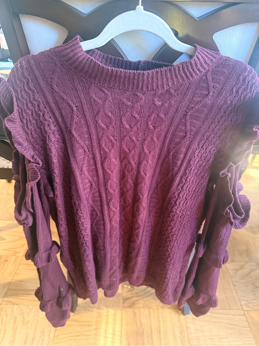 Express Ruffle Cut-out Sweater